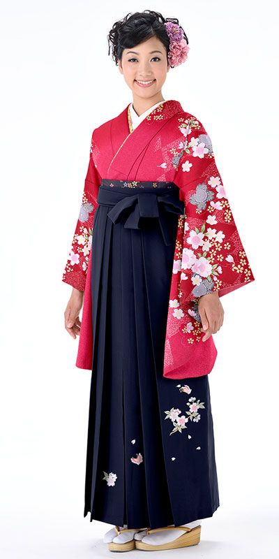 袴　160センチ 小学生袴Z188 JAPANSTYLEブラック/モカ片身替り薔薇矢絣xオフ白
