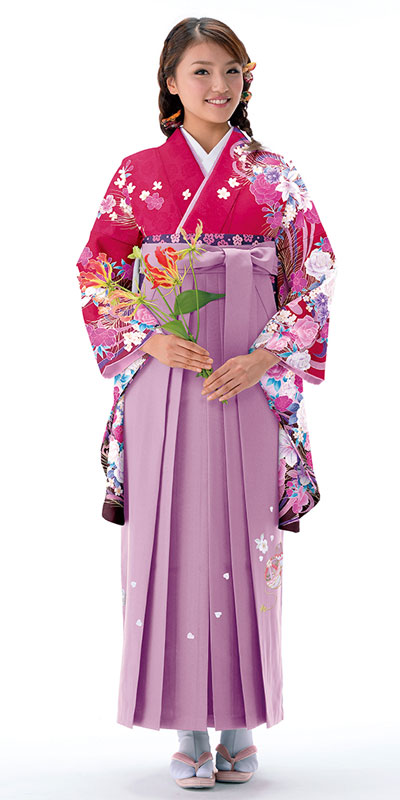 セットレンタル 卒業袴レンタル着物905ローズ 花扇 女袴378藤色 手まりししゅう 草履おまかせ